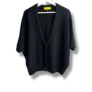 St John Black Wool‎ Short Sleeve Button Front Cardigan Sweater Women Size L
